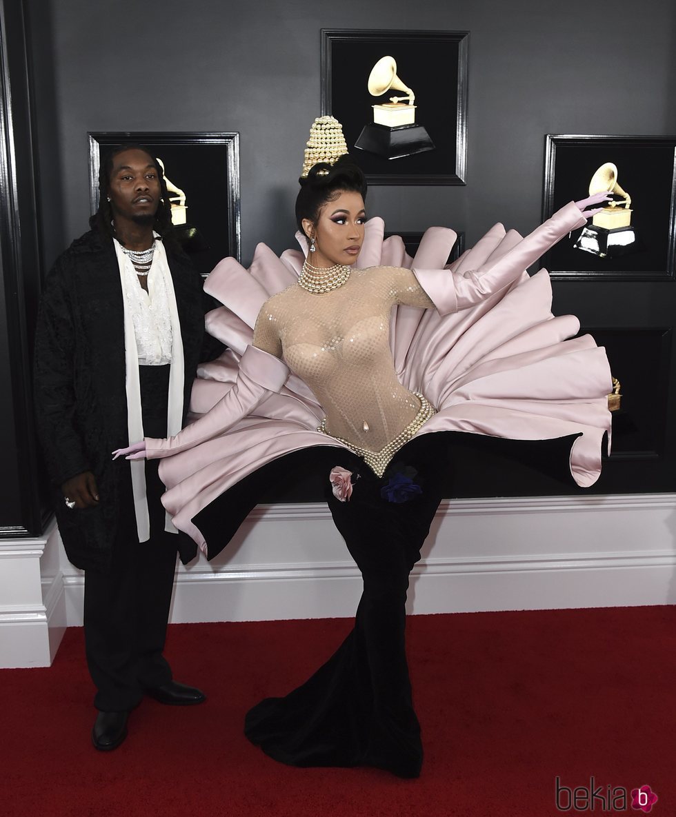 Cardi B y Offset en la alfombra roja de los Grammy 2019