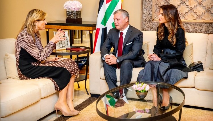 Máxima de Holanda durante su reunión con Abdalá y Rania de Jordania