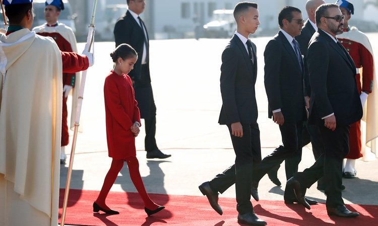 Mohamed VI, Moulay Hassan y Lalla Khadija de Marruecos en la recepción a los Reyes Felipe y Letizia en Rabat