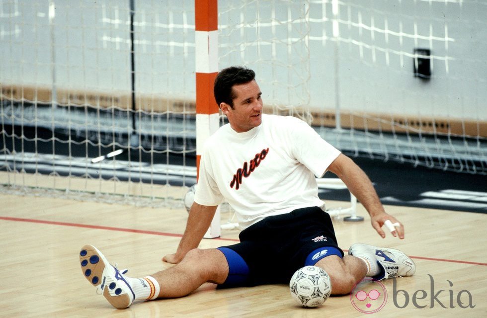 Iñaki Urdangarín entrenando con el Barça de Balonmano en 1997