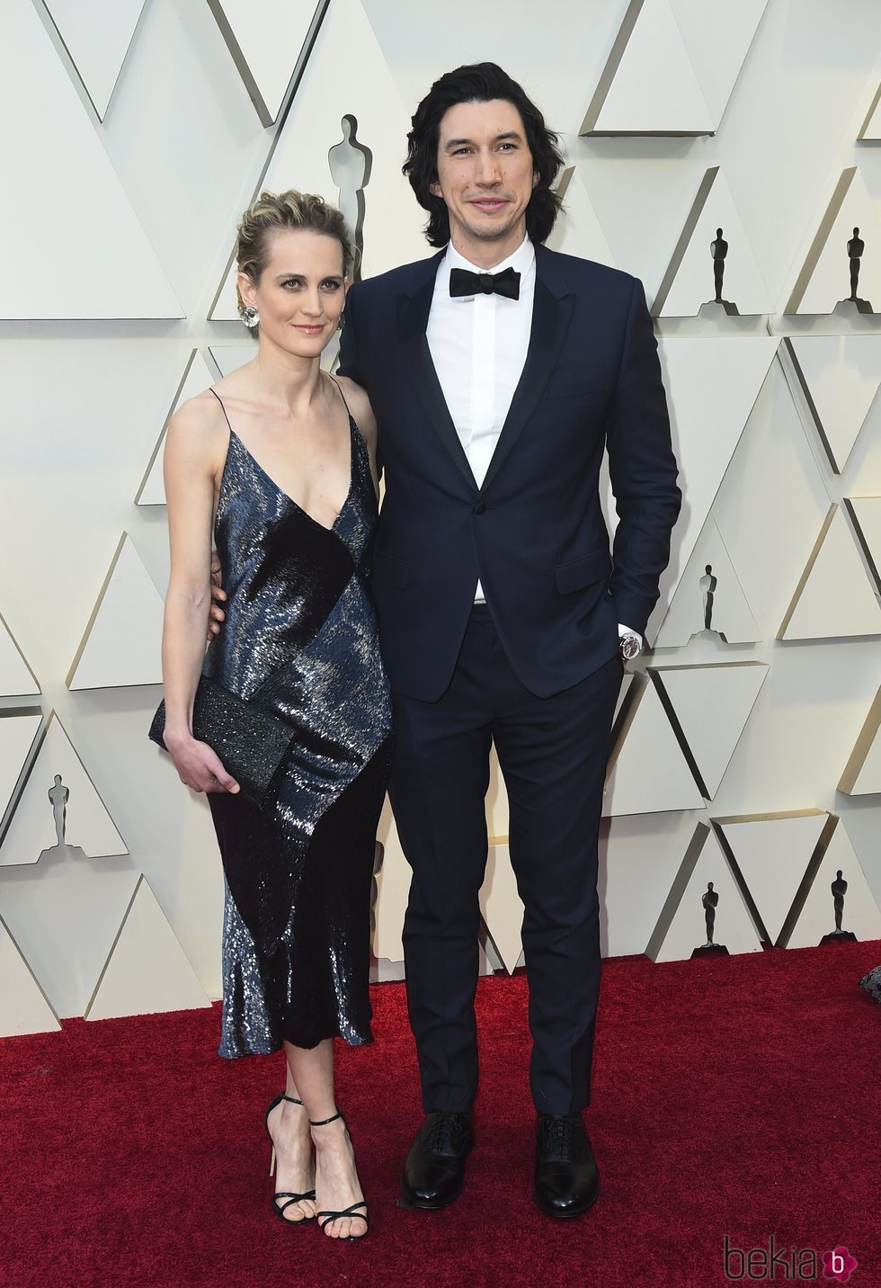 Joanne Tucker y Adam Driver en la alfombra roja de los Premios Oscar 2019