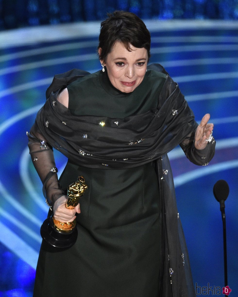 Olivia Colman recogiendo el Oscar 2019 a Mejor actriz