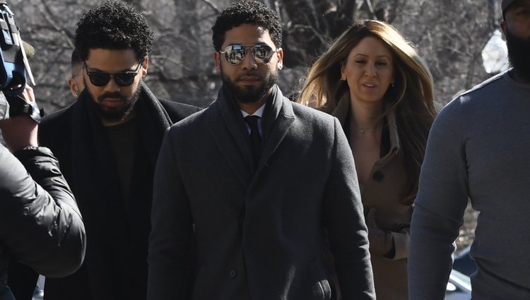 Jussie Smollett llegando a los tribunales en Chicago