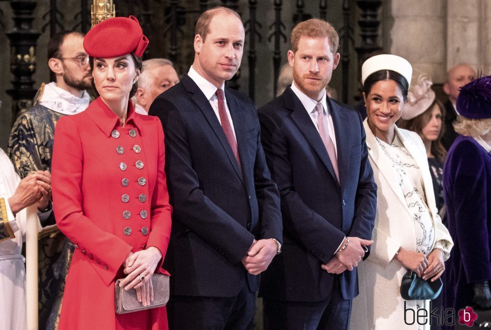 El Príncipe Guillermo y Kate Middleton y el Príncipe Harry y Meghan Markle en el Día de la Commonwealth 2019