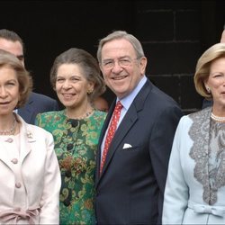 La Reina Sofía, la Princesa Irene y los Reyes Constantino y Ana María de Grecia en el bautizo de Carlos Morales