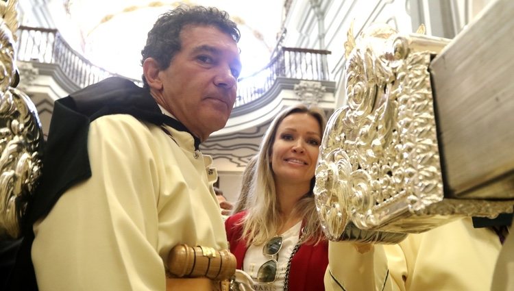 Antonio Banderas y Nicole Kimpel en la cofradía del Domingo de Ramos 2019