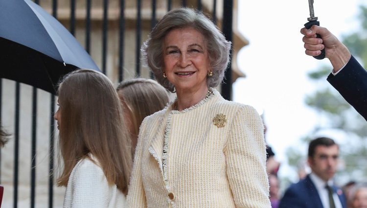 La Reina Sofía acudiendo a la Misa de Pascua 2019