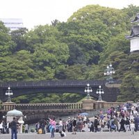 Los ciudadanos de Japón en el Palacio Imperial para la ceremonia de abdicación del Emperador Akihito de abril 2019