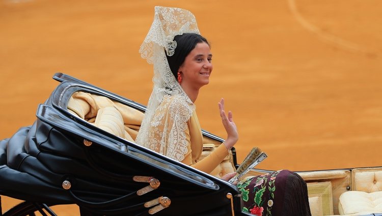 Victoria Federica de Marichalar saluda como madrina de la 34 Exhibición de Enganches el 5 de mayo de 2019