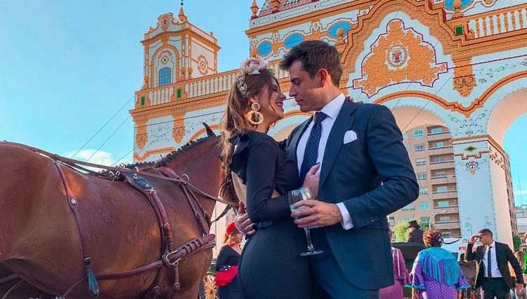 Anita Matamoros y su novio, David Salvador, en la Feria de Abril 2019