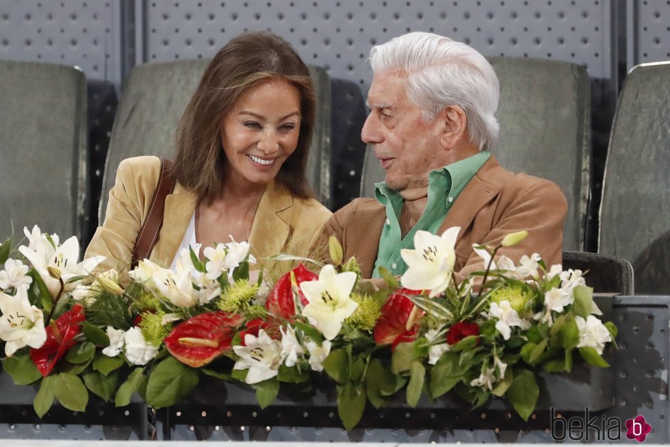 Isabel Preylser y Mario Vargas Llosa en el Madrid Open 2019