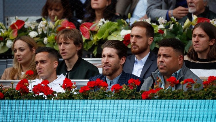 Sergio Ramos, Lucas Vázquez, Ronaldo Nazario, Luka Modric, Jan Oblak y Filipe Luis en el Madrid Open 2019