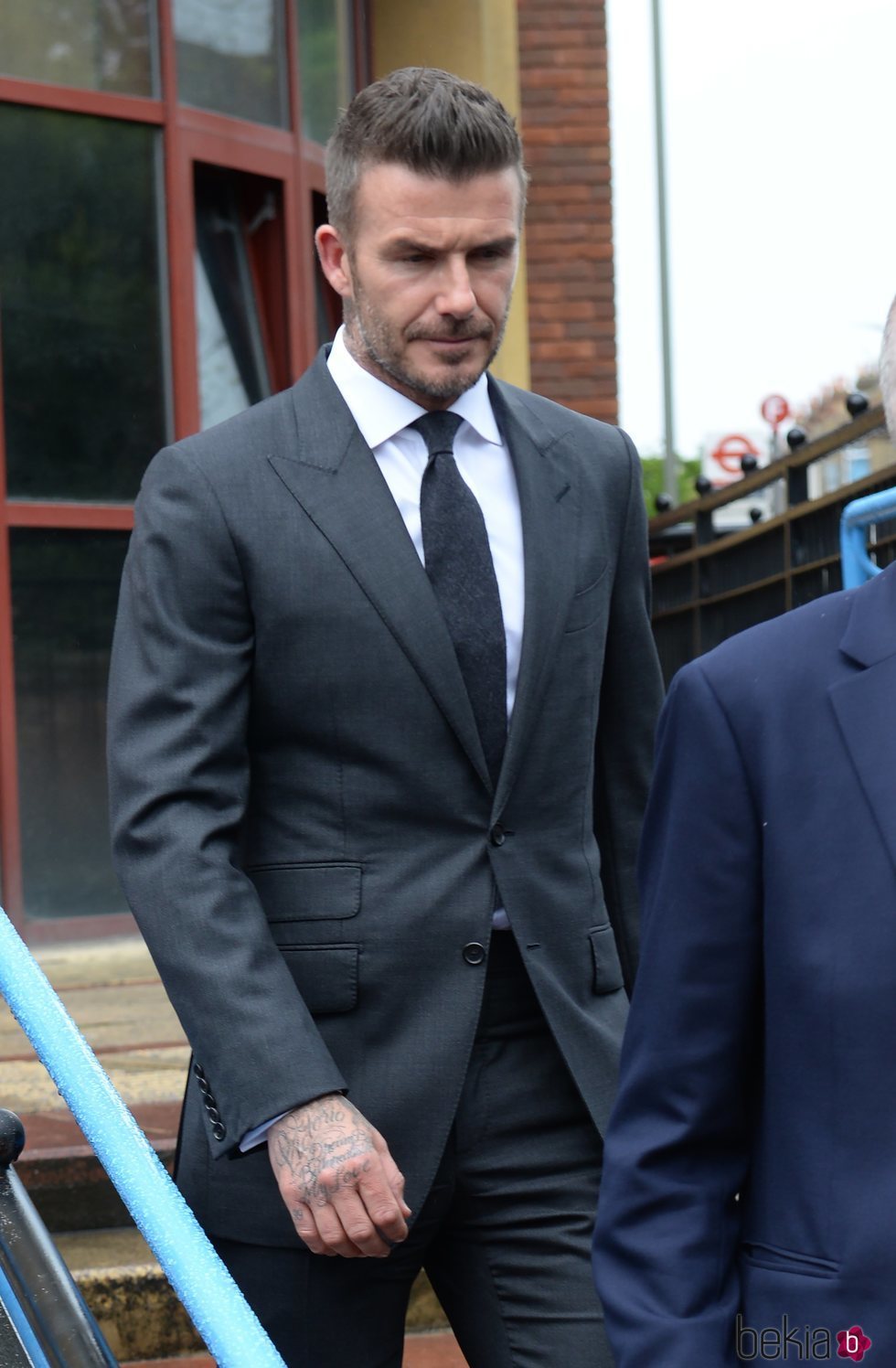 David Beckham saliendo de los Juzgados tras retirarle el carnet de conducir 6 meses