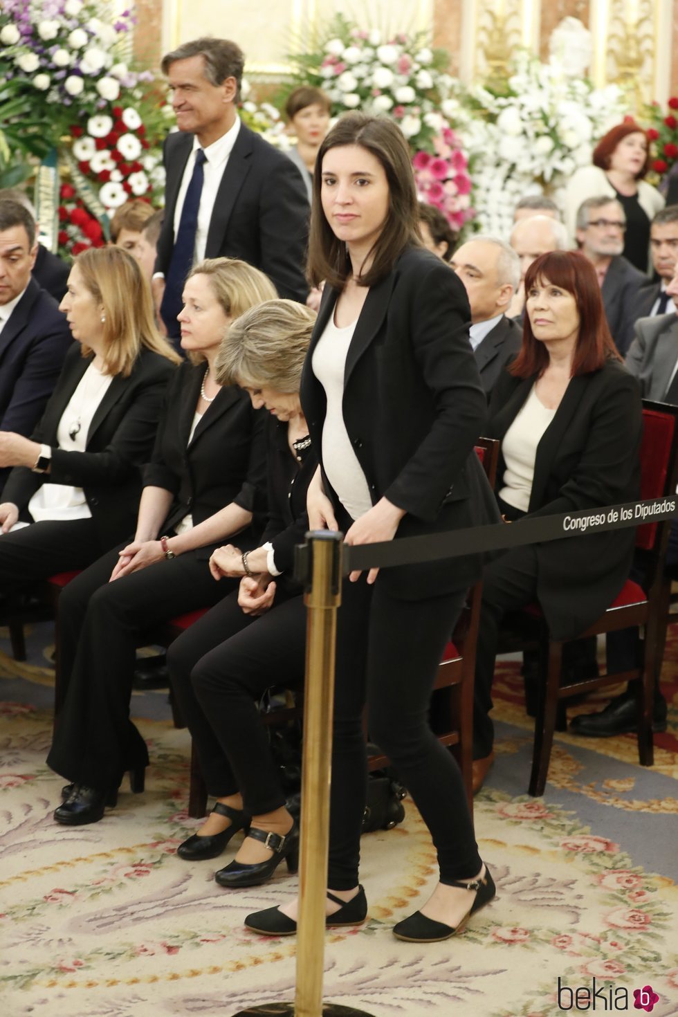 Irene Montero en la capilla ardiente de Alfredo Pérez Rubalcaba en el Congreso de los Diputados en Madrid