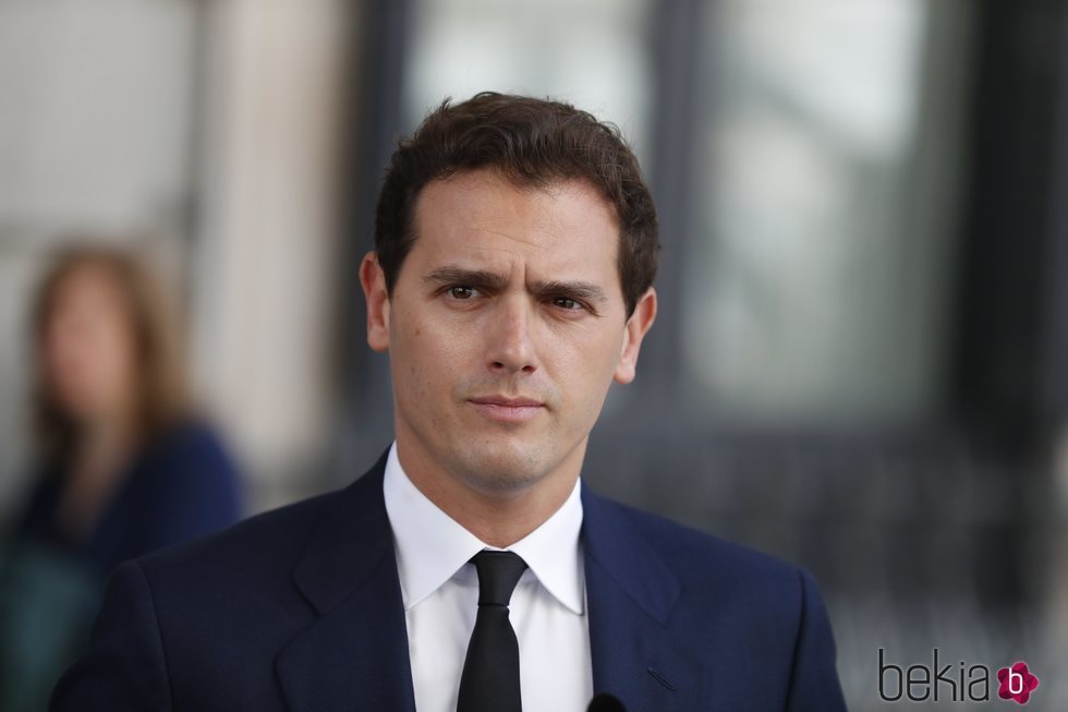 Albert Rivera en la capilla ardiente de Alfredo Pérez Rubalcaba en el Congreso de los Diputados en Madrid