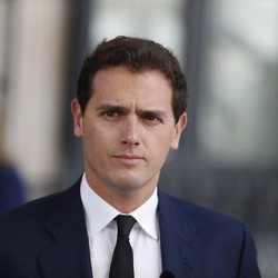 Albert Rivera en la capilla ardiente de Alfredo Pérez Rubalcaba en el Congreso de los Diputados en Madrid