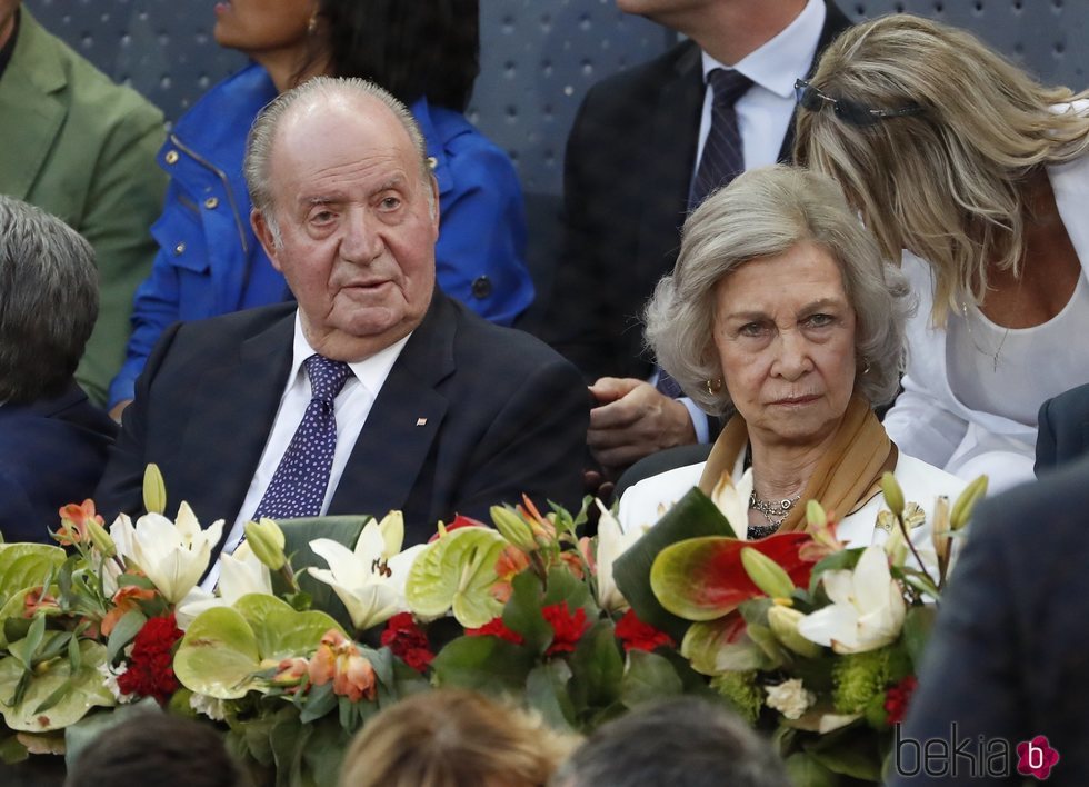 Los Reyes Juan Carlos y Sofía presencian un partido en el Mutua Madrid Open 2019