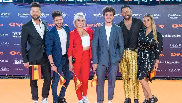 Miki Nuñez y sus bailarines en la presentación del Festival de Eurovisión 2019 en Tel Aviv