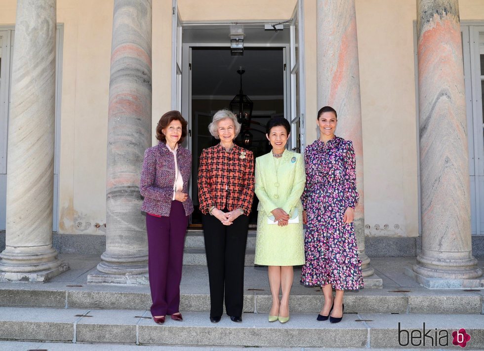 Silvia de Suecia, Hisako Takamado de Japón, la Reina Sofía y Victoria de Suecia en el Palacio de Haga