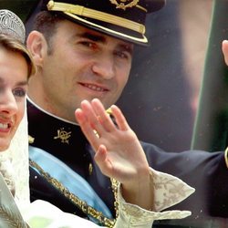 Primer plano de Don Felipe y DoÃ±a Letizia el dÃ­a de su boda