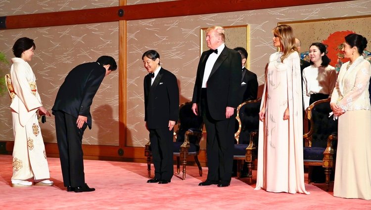 Donald y Melania Trump junto al Emperador Naruhito de Japón y su mujer en la recepción a la cena de Estado