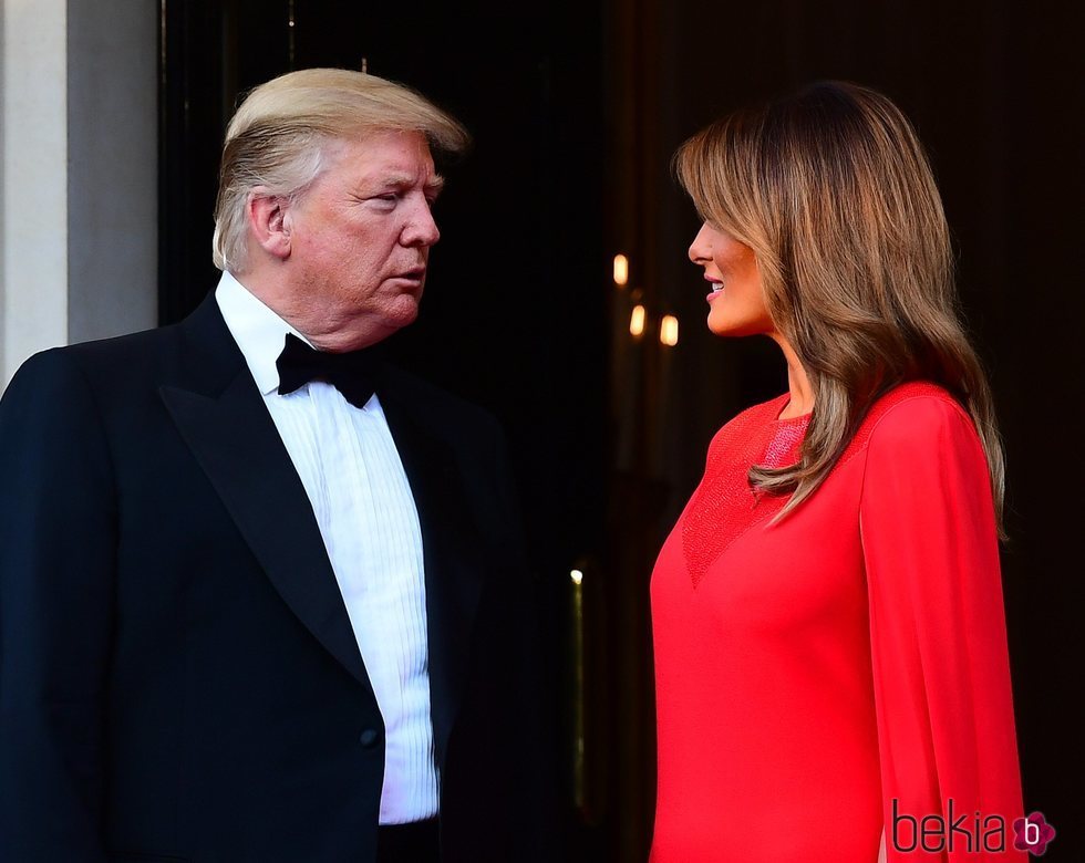 Donald Trump y Melania Trump en la cena de la embajada durante su Viaje de Estado a Reino Unido