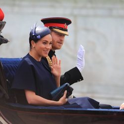 El Príncipe Harry y Meghan Markle en la ceremonia Trooping the Colour 2019