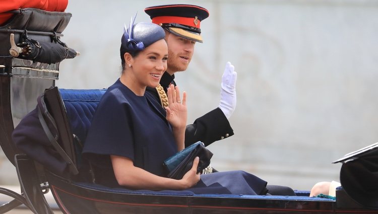 El Príncipe Harry y Meghan Markle en la ceremonia Trooping the Colour 2019