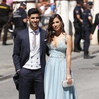 Marco Asensio y Sandra Garal a su llegada a la boda de Pilar Rubio y Sergio Ramos