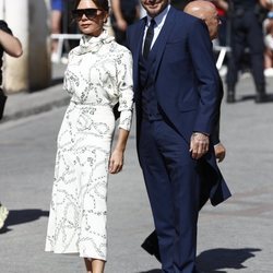 Victoria Beckham y David Beckham a su llegada a la boda de Pilar Rubio y Sergio Ramos