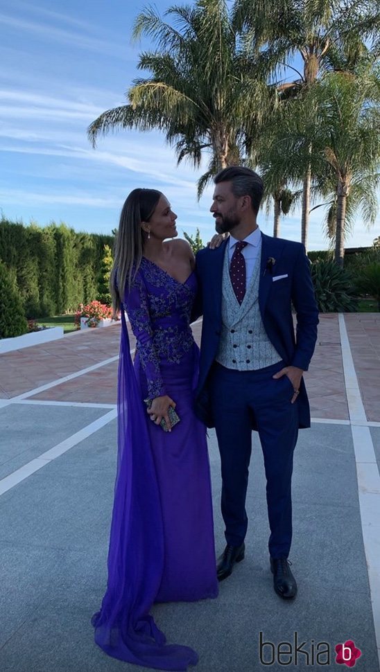 Lorena Gómez y René Ramos en la boda de Sergio Ramos y Pilar Rubio