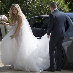 Jennifer Rueda llegando a su boda con Iago Aspas