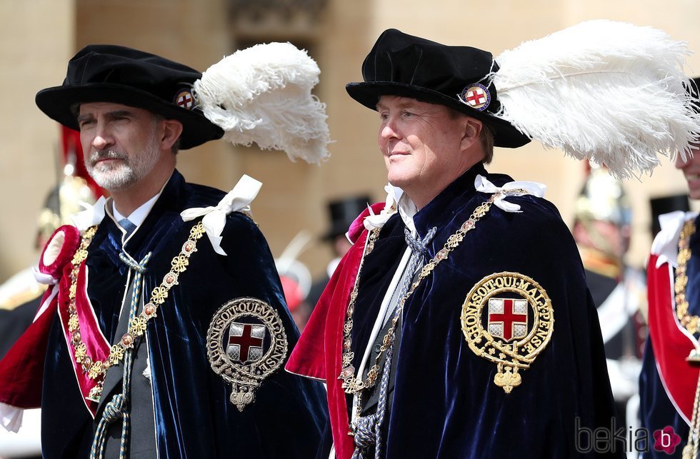 El Rey Felipe y Guillermo Alejandro de Holanda en la procesión de la Orden de la Jarretera 2019