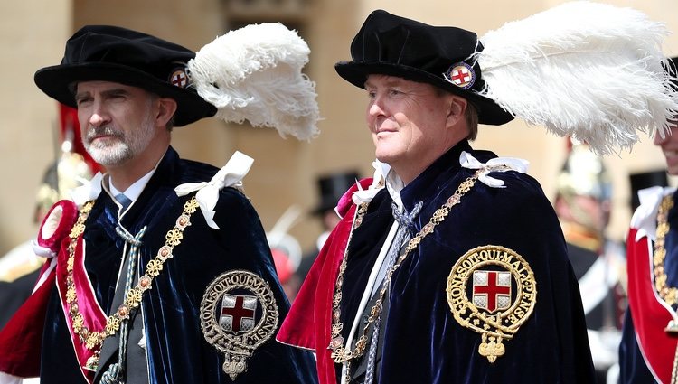 El Rey Felipe y Guillermo Alejandro de Holanda en la procesión de la Orden de la Jarretera 2019