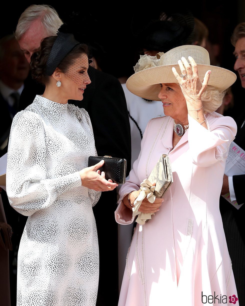 La Reina Letizia y Camilla Parker en la procesión de la Orden de la Jarretera 2019