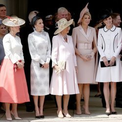 Sophie Rhys-Jones, la Reina Letizia, Camilla Parker, MÃ¡xima de Holanda y Kate Middleton en la procesiÃ³n de la Orden de la Jarretera 2019