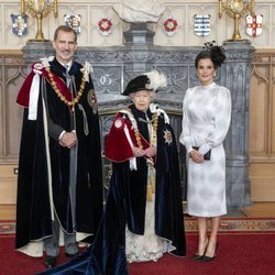 La Reina Isabel con los Reyes Felipe y Letizia en el dÃ­a de la Orden de la Jarretera 2019