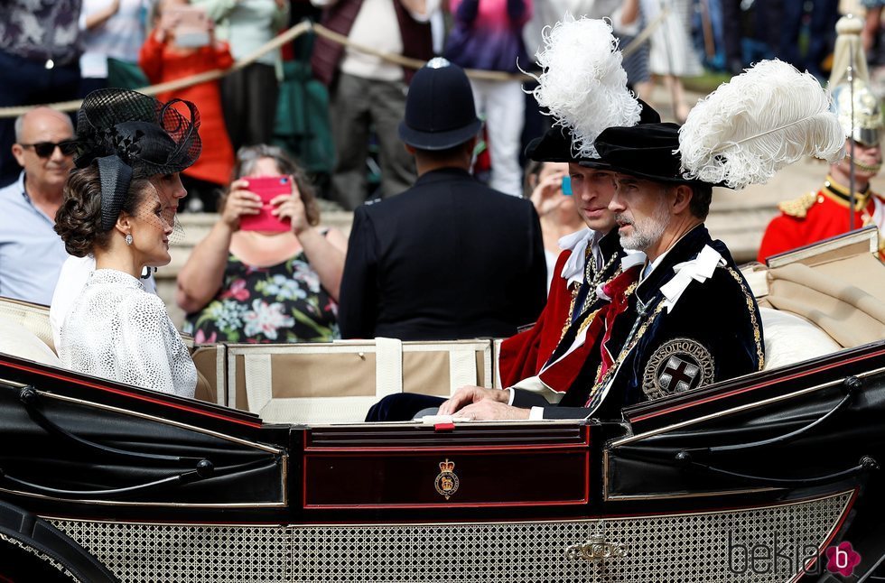 Los Reyes Felipe y Letizia con el Príncipe Guillermo y Kate Middleton en la procesión de la Orden de la Jarretera