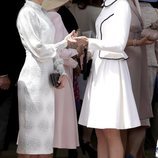 La Reina Letizia y Kate Middleton hablando en la procesión de la Orden de la Jarretera