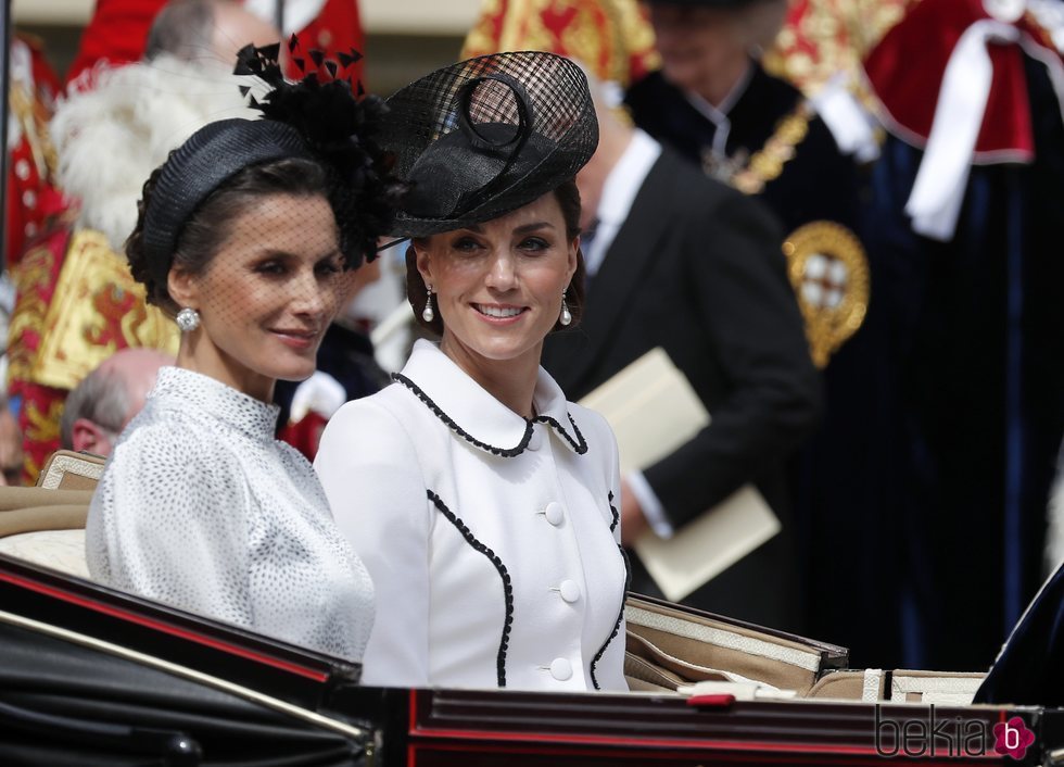 La Reina Letizia y Kate Middleton en la procesión de la Orden de la Jarretera