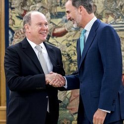 El Rey Felipe VI con Alberto de Mónaco en La Zarzuela