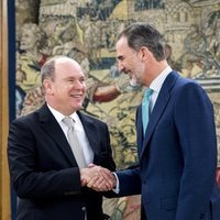 El Rey Felipe VI con Alberto de Mónaco en La Zarzuela