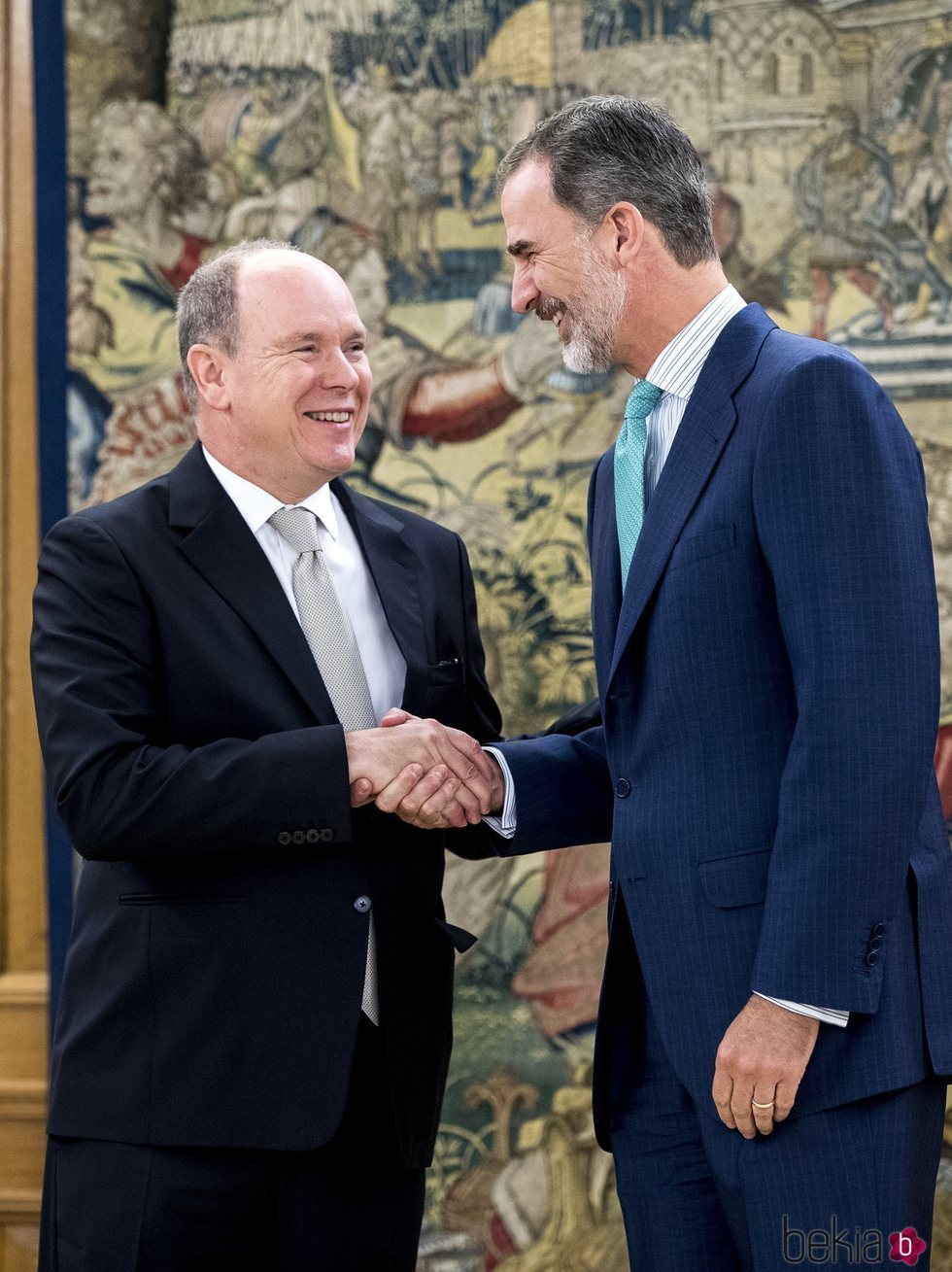 El Rey Felipe VI con Alberto de Mónaco en La Zarzuela