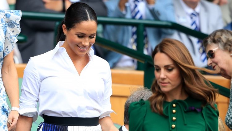 Kate Middleton y Meghan Markle a su llegada a la final de Wimbledon 2019