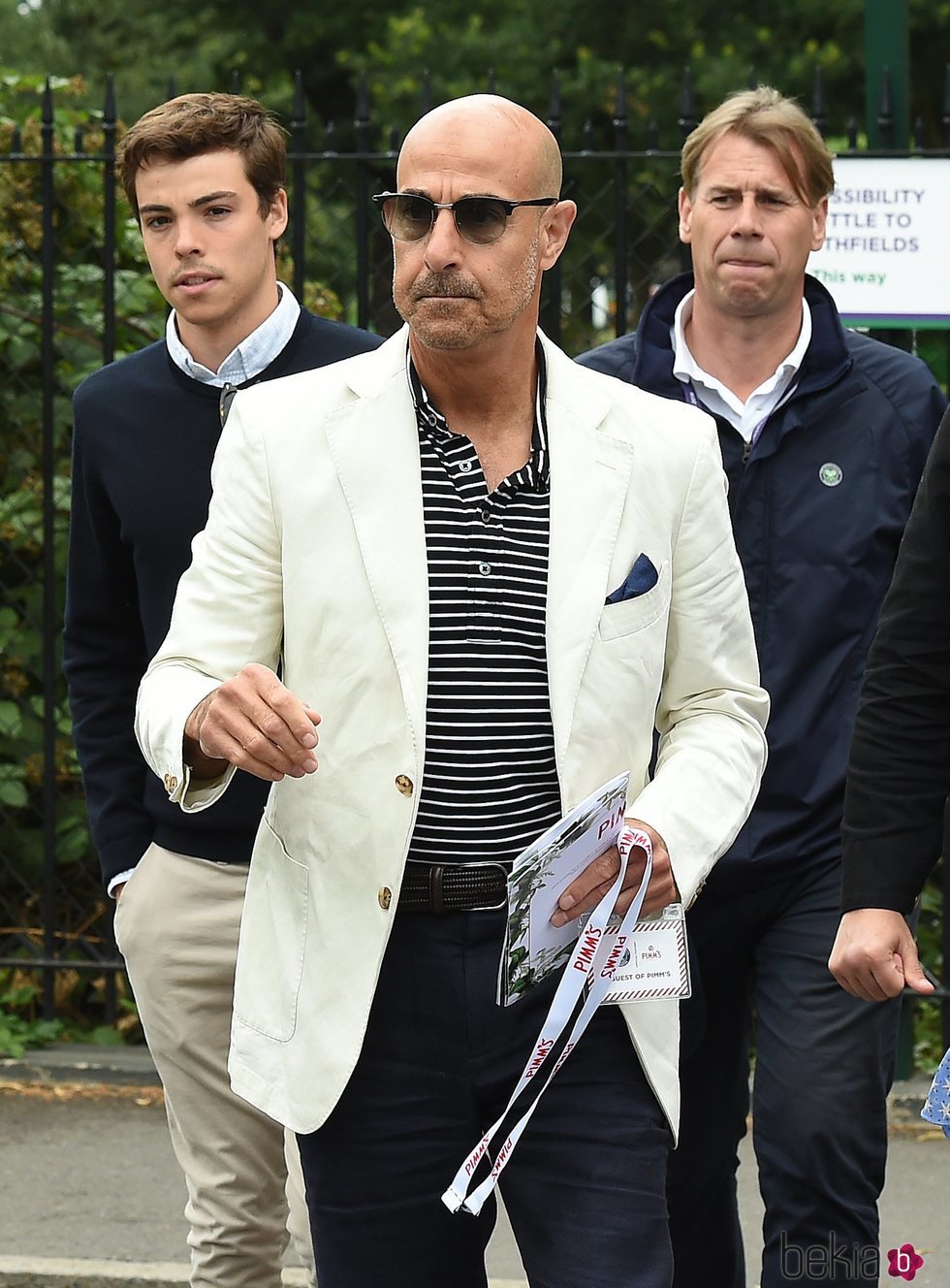 Stanley Tucci llegando a la final de Wimbledon