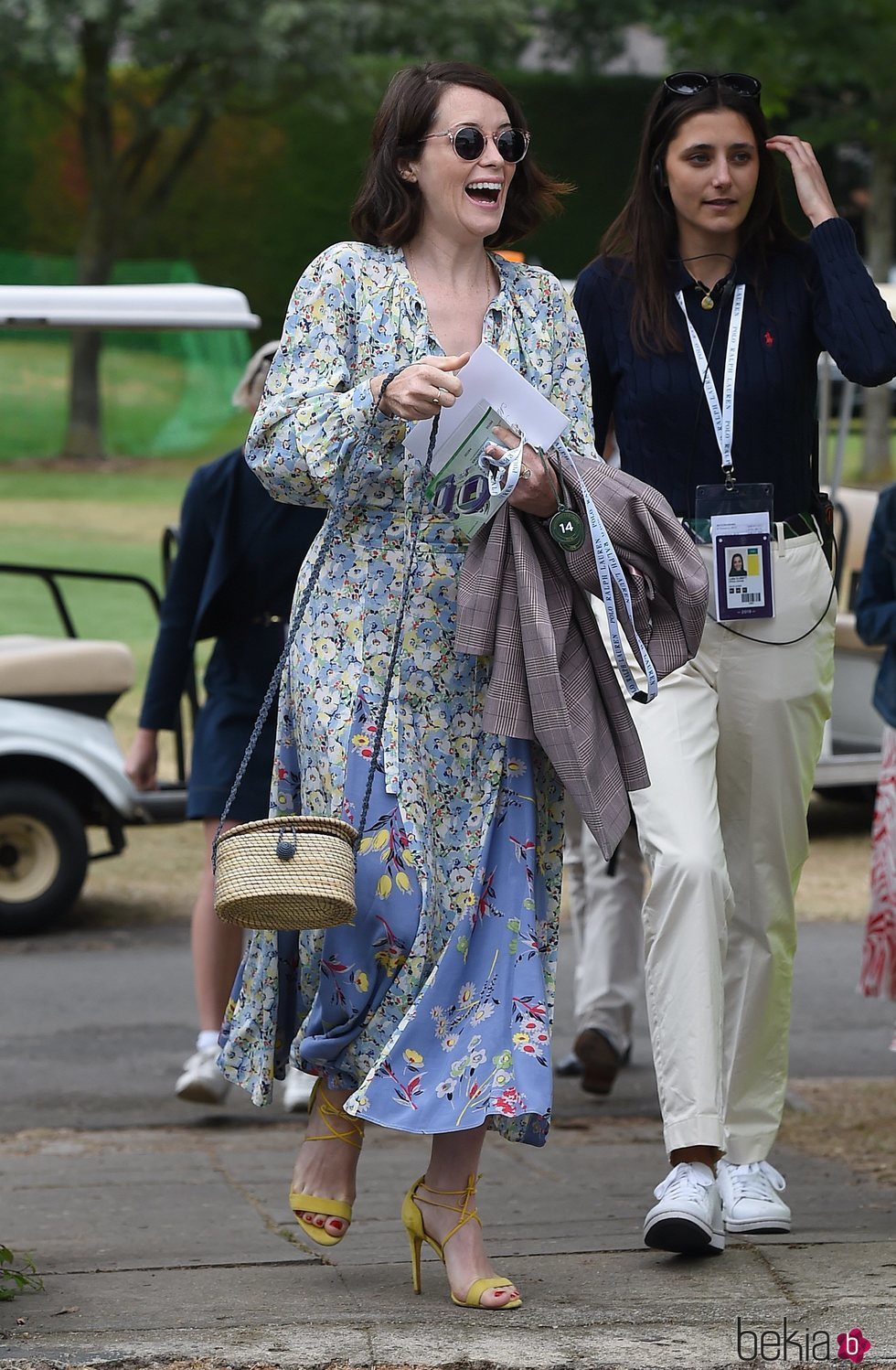 Claire Foy llegando a la final de Wimbledon