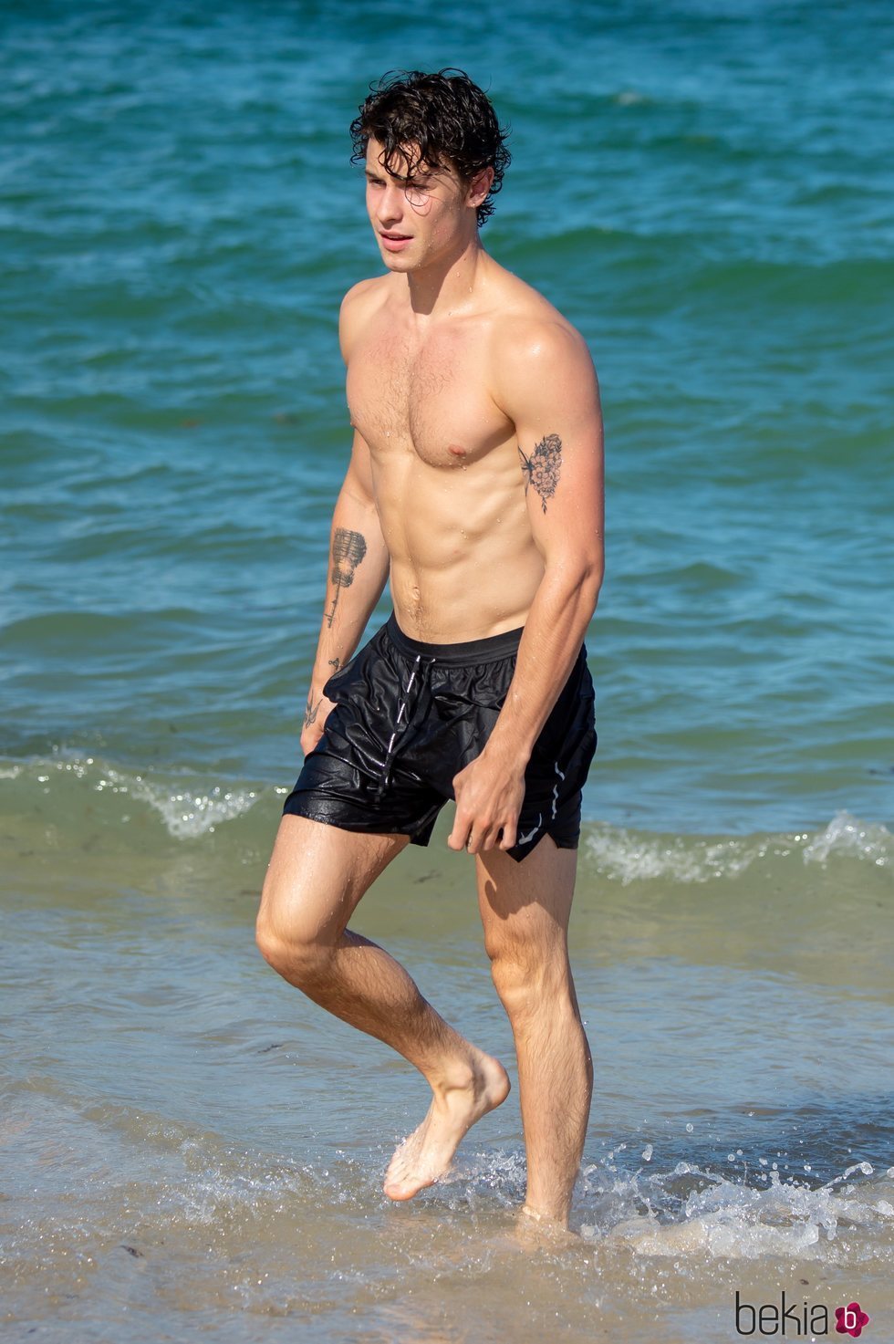 Shawn Mendes con el torso desnudo en Miami Beach