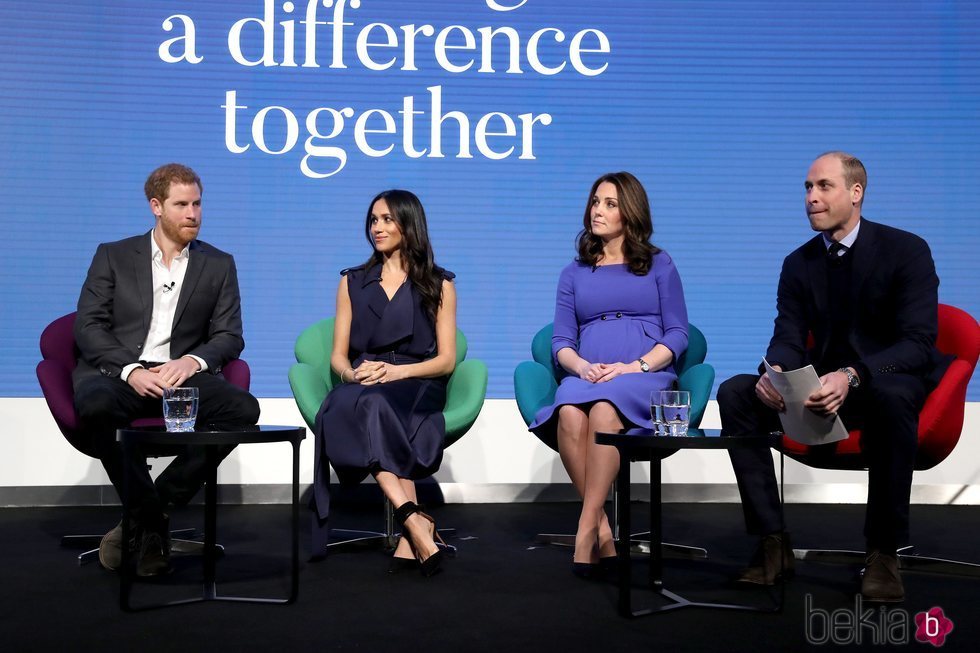 El Príncipe Guillermo y Kate Middleton y el Príncipe Harry y Meghan Markle en el I Forum de la Royal Foundation