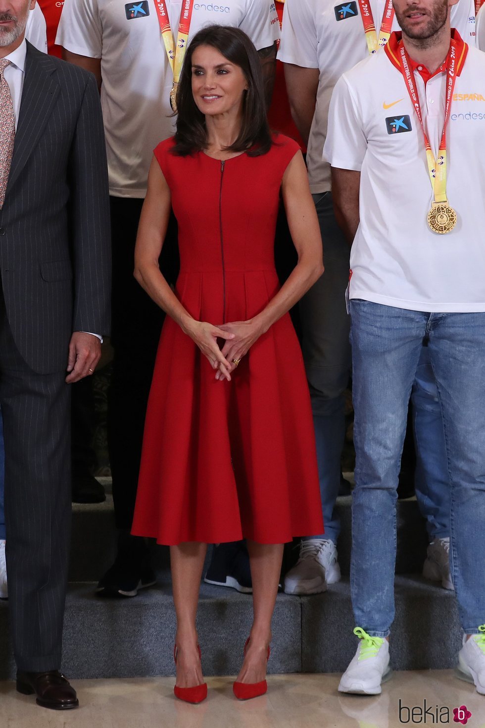 La Reina Letizia en la audiencia a la Selección Española de Baloncesto tras ganar el Mundial 2019