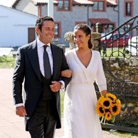 Marta Pombo llegando a su boda con Luis Giménez